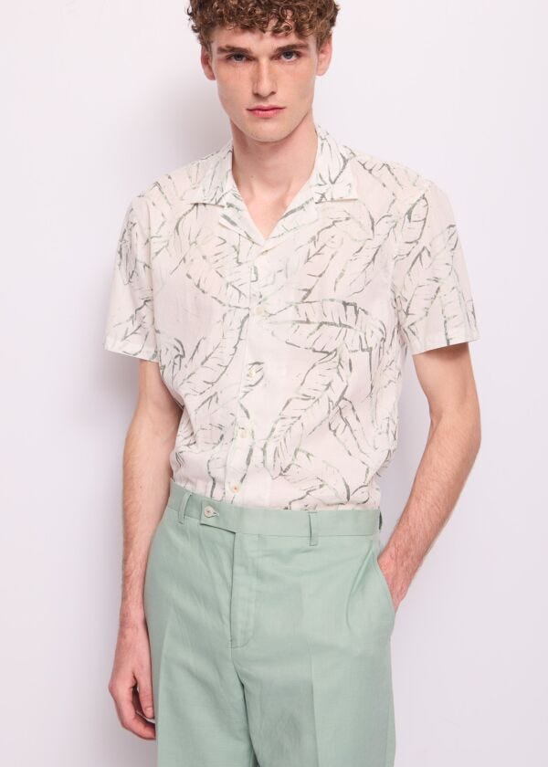 Camicia in lino e cotone stampata Gaudì Uomo