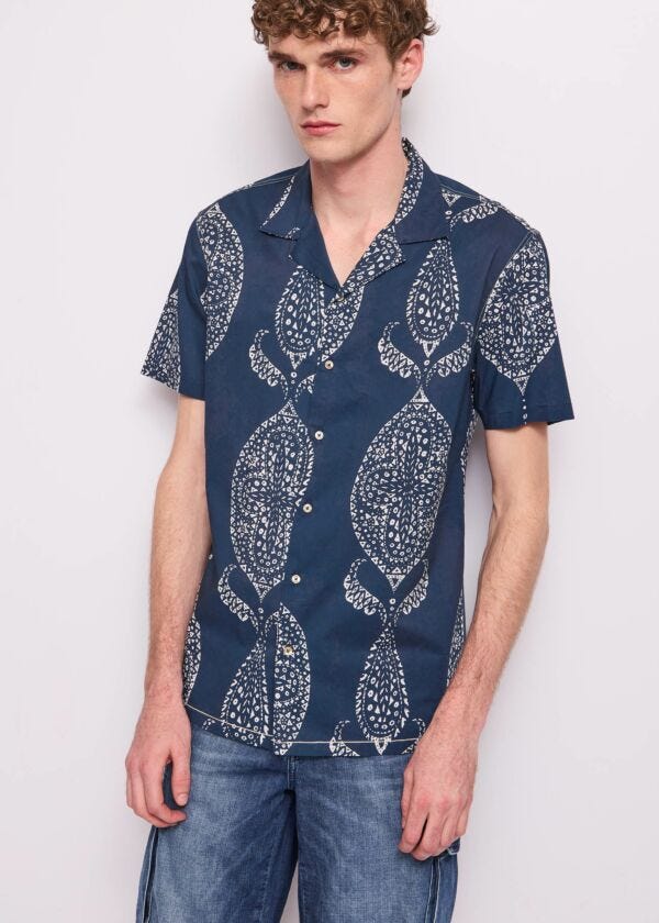 Camicia da uomo in cotone stampato