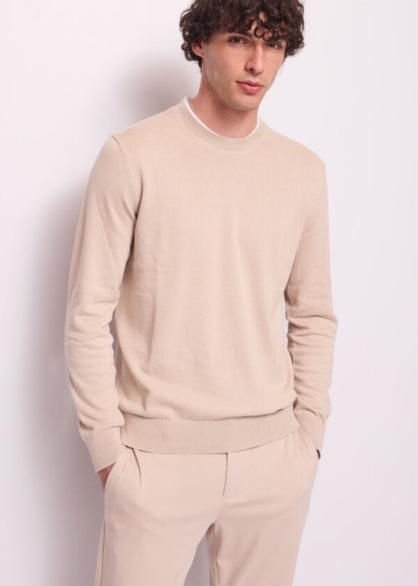 Pull beige en coton pour homme Gaudì Homme