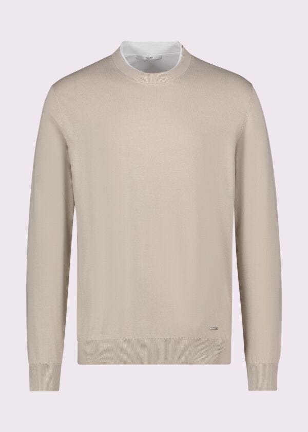 Pull beige en coton pour homme