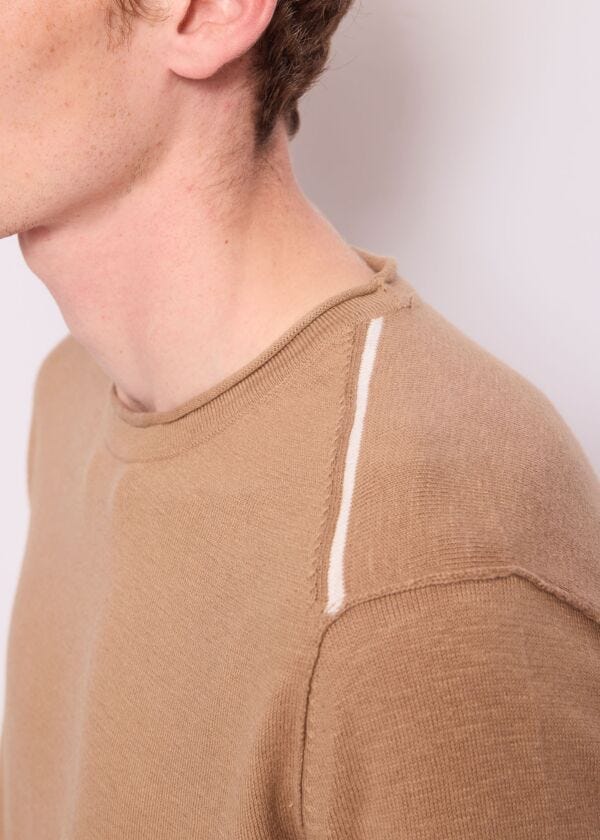 Pull marron en coton pour homme