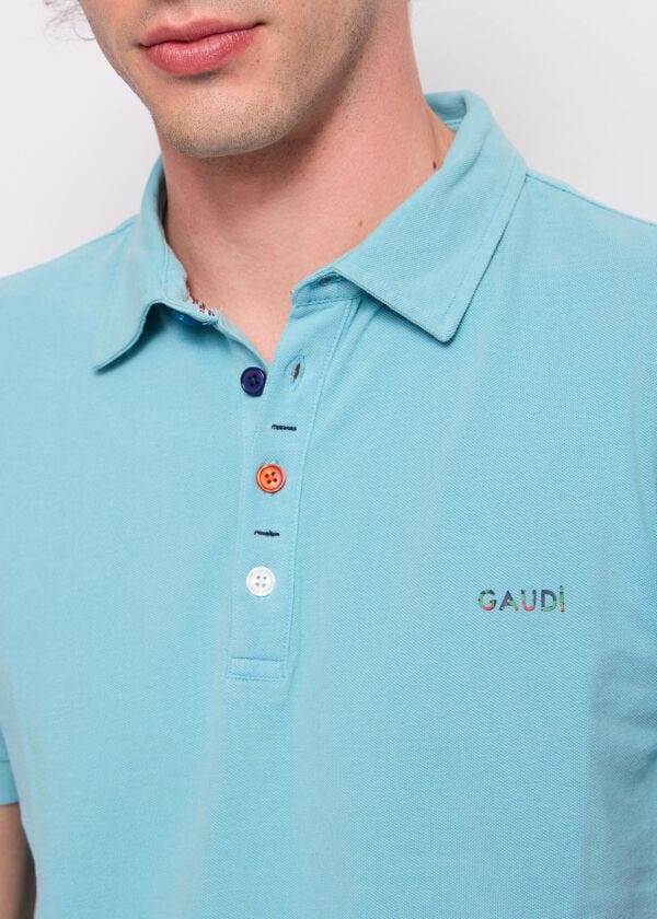 Polo azzurra da uomo in cotone
