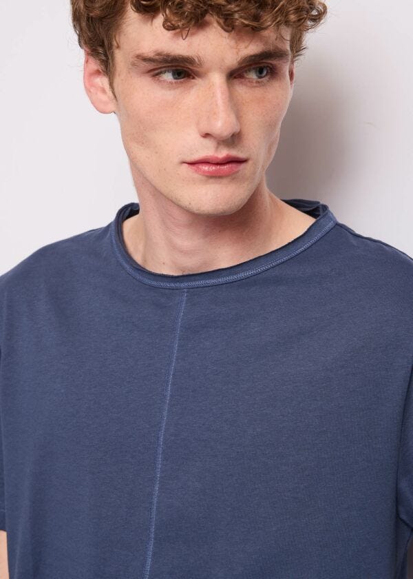 T-shirt bleu en coton pour homme