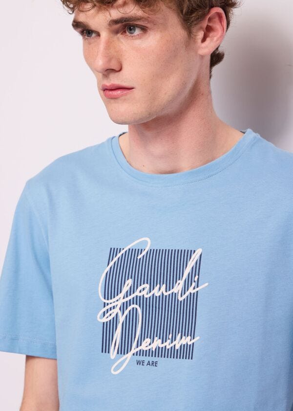 T-shirt bleu en coton pour homme