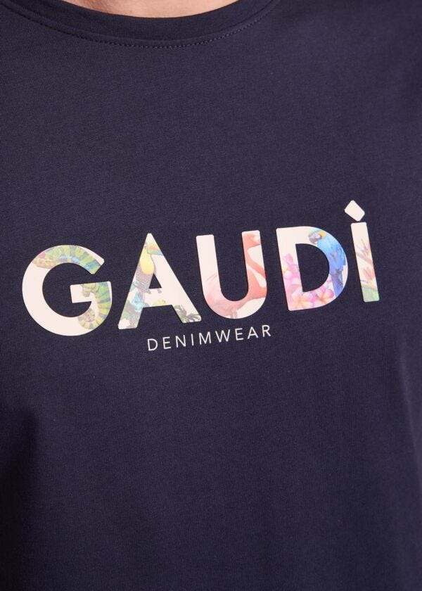 T-shirt blu da uomo in cotone