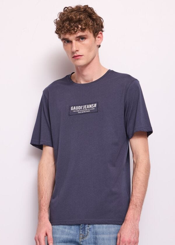 T-shirt blu da uomo in cotone Gaudì Uomo