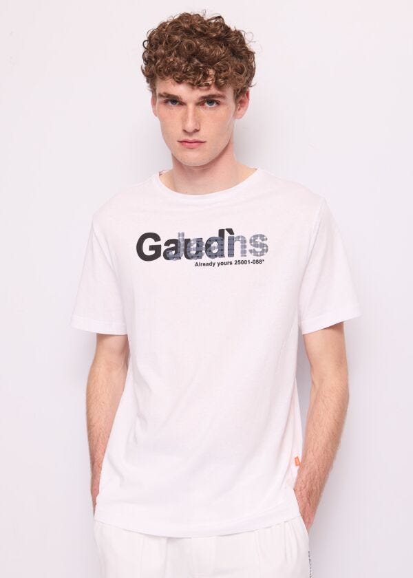 T-shirt bianca da uomo in cotone Gaudì Uomo