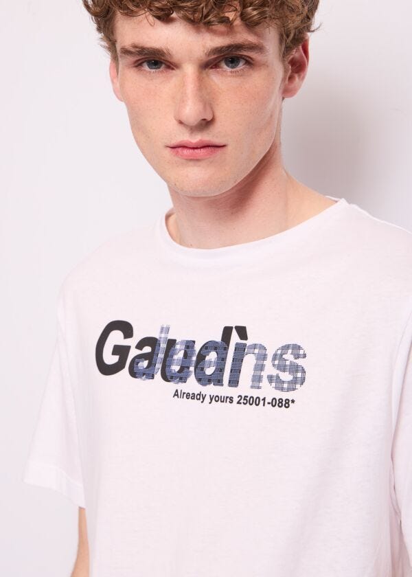 T-shirt bianca da uomo in cotone