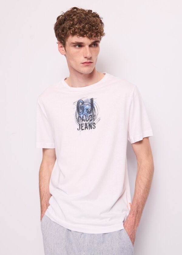 T-shirt bianca da uomo in cotone Gaudì Uomo