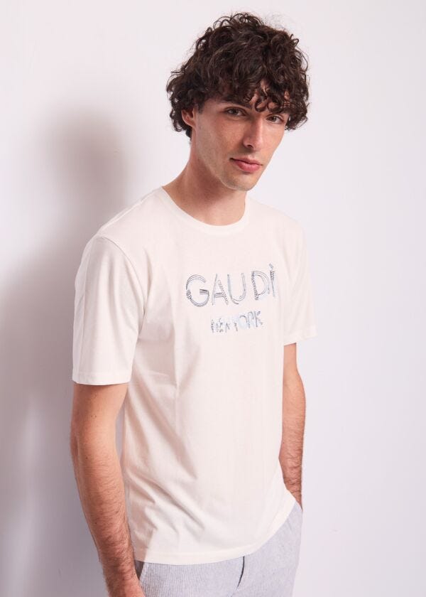 T-shirt bianca da uomo in cotone Gaudì Uomo