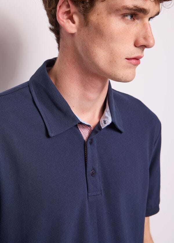 Polo blu da uomo in cotone