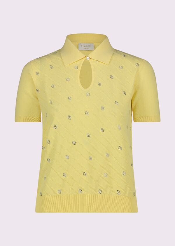 Women's yellow knit polo shirt with logo Gaudì Jeans