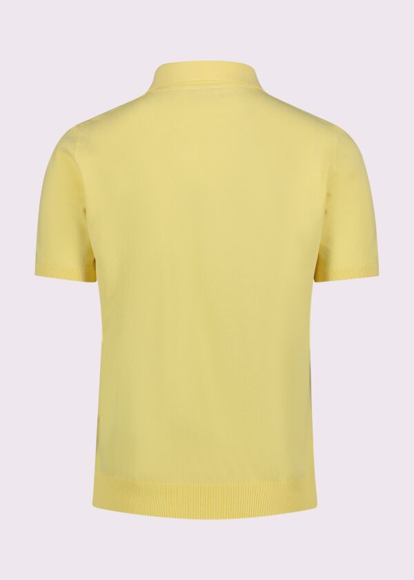 Women's yellow knit polo shirt with logo