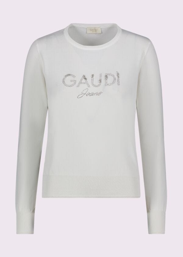 Women's white jumper with logo Gaudì Jeans