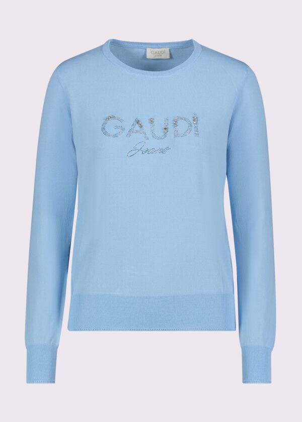 Pull bleu avec logo pour femme Gaudì Jeans