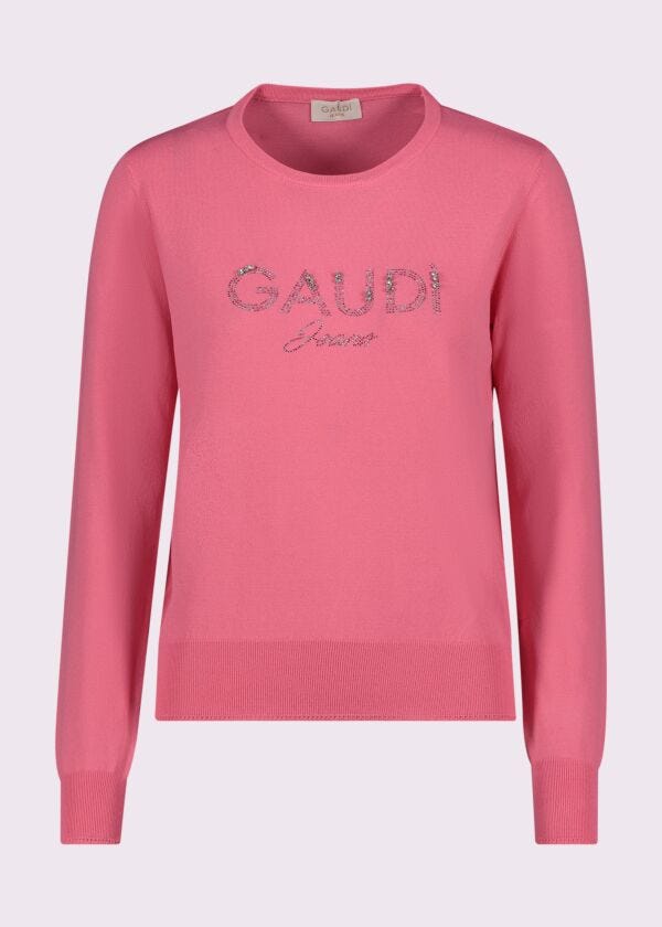 Women's pink jumper with logo Gaudì Jeans