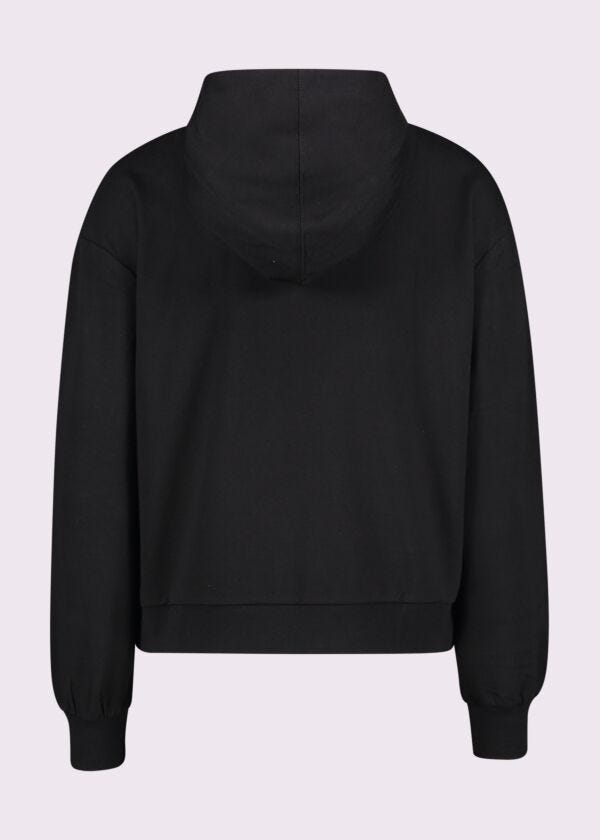 Women's black cotton sweatshirt with zip
