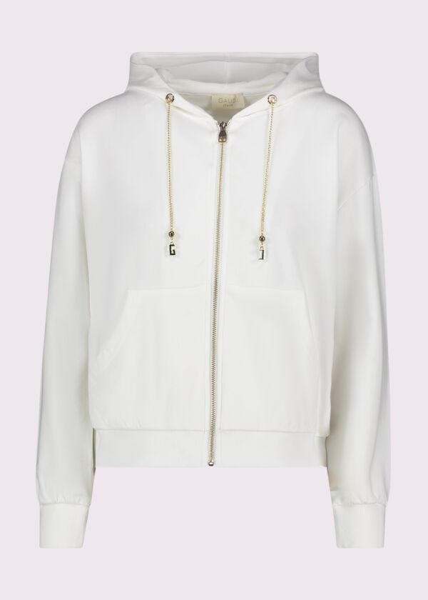 Women's white cotton sweatshirt with zip Gaudì Jeans