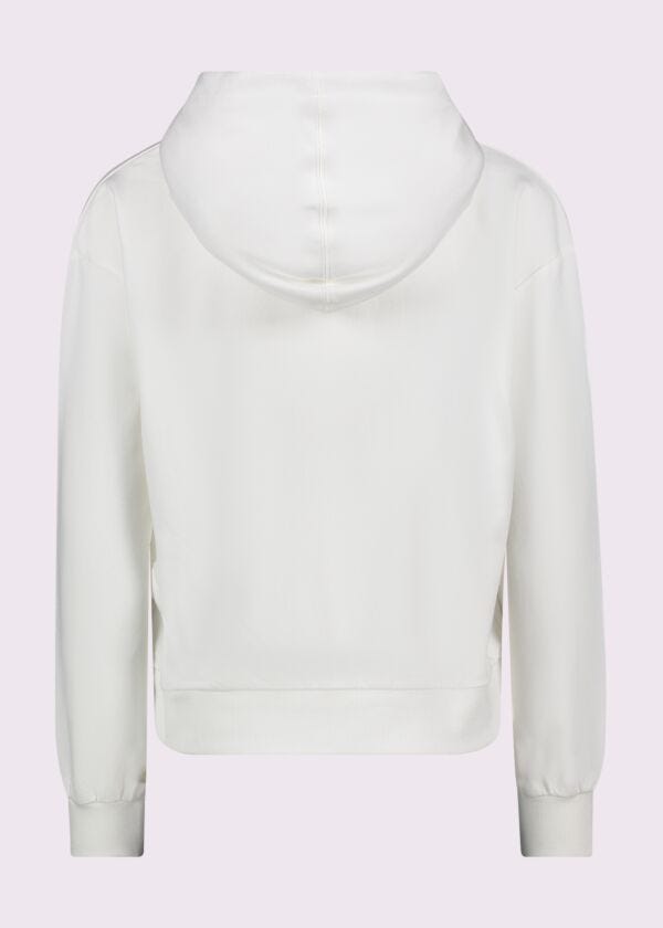Women's white cotton sweatshirt with zip