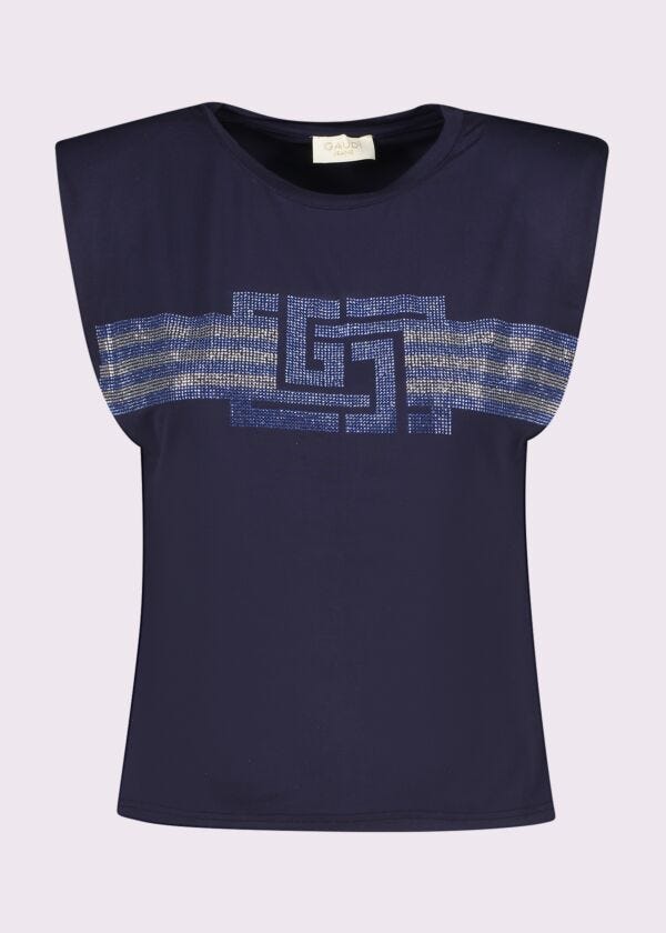 Top bleu en jersey avec logo pour femme Gaudì Jeans