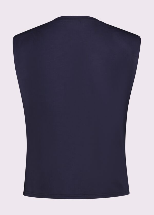 Top bleu en jersey avec logo pour femme