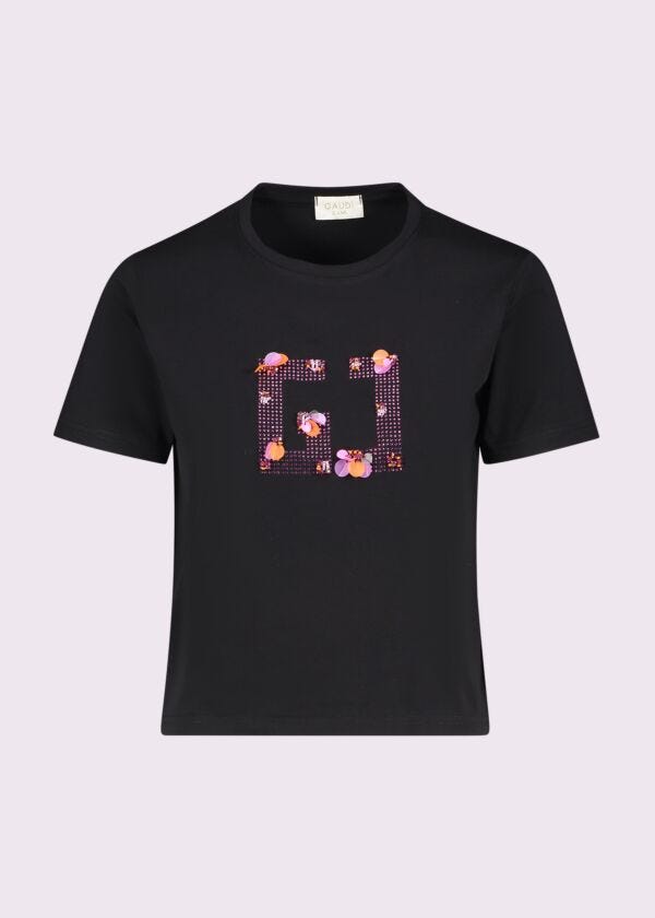 Camiseta negra de algodón para mujer Gaudì Jeans