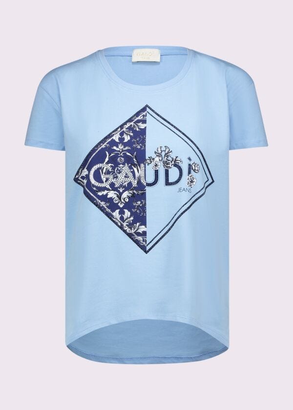 Women's blue cotton T-shirt Gaudì Jeans