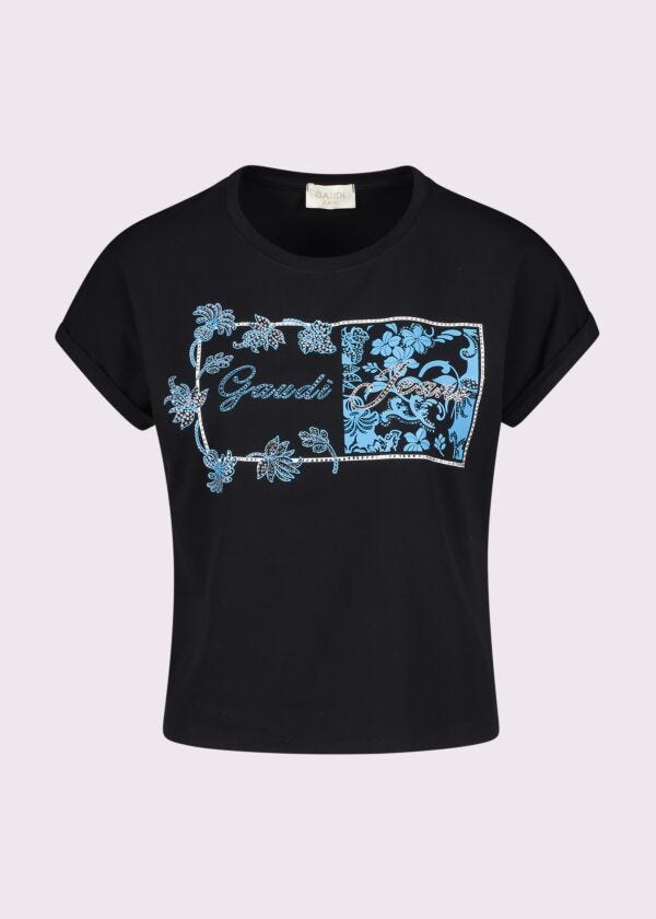 Camiseta negra de algodón para mujer Gaudì Jeans