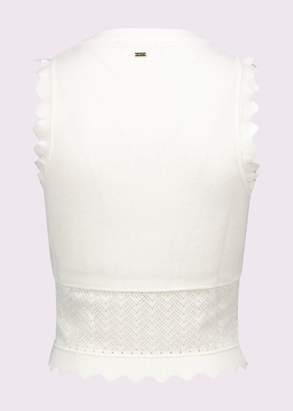 Top blanc en maille pour femme