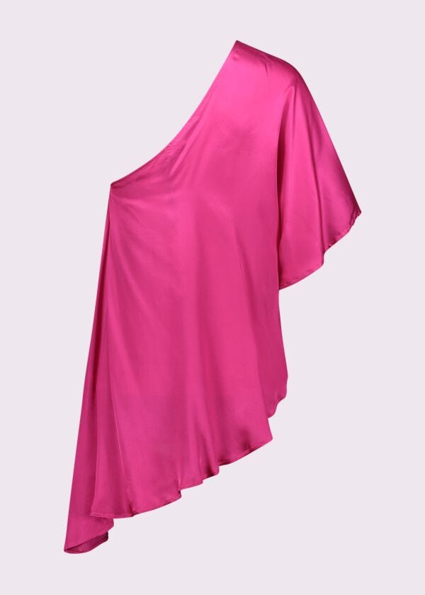 Top fucsia de raso para mujer