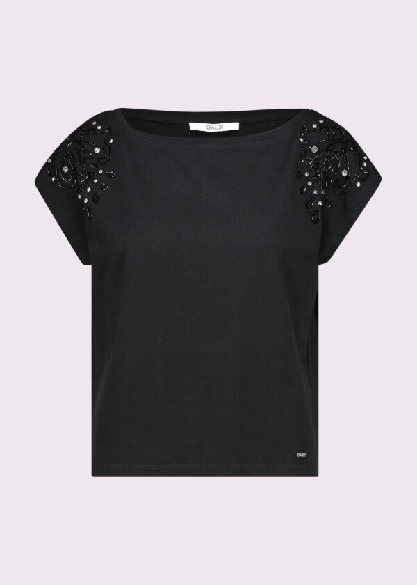 Camiseta negra de algodón para mujer Gaudì Fashion