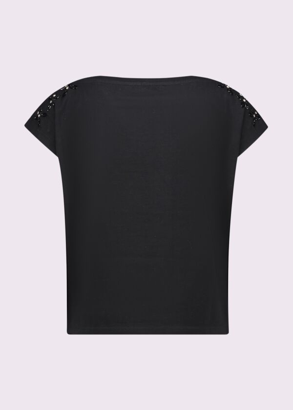 Camiseta negra de algodón para mujer