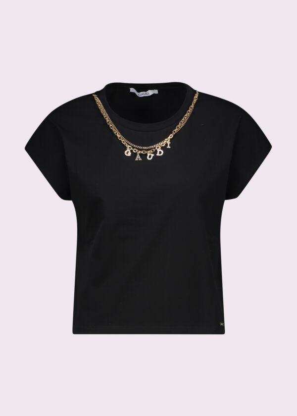 Camiseta negra de algodón para mujer Gaudì Fashion