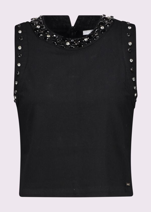 Top negro de algodón para mujer Gaudì Fashion
