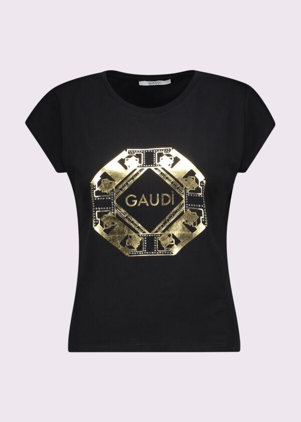 Women's black cotton T-shirt Gaudì Fashion