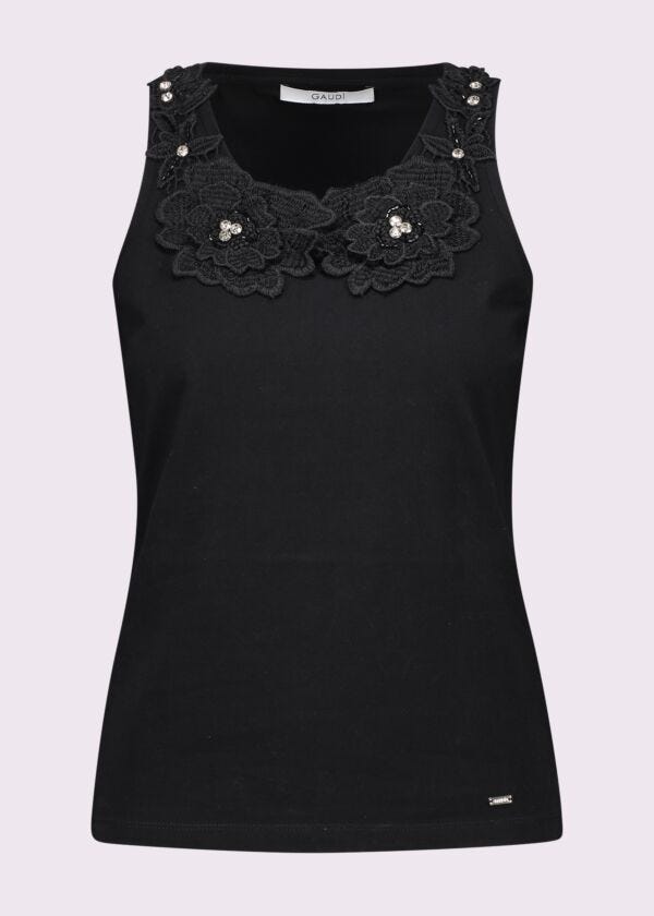 Top negro de algodón para mujer Gaudì Fashion