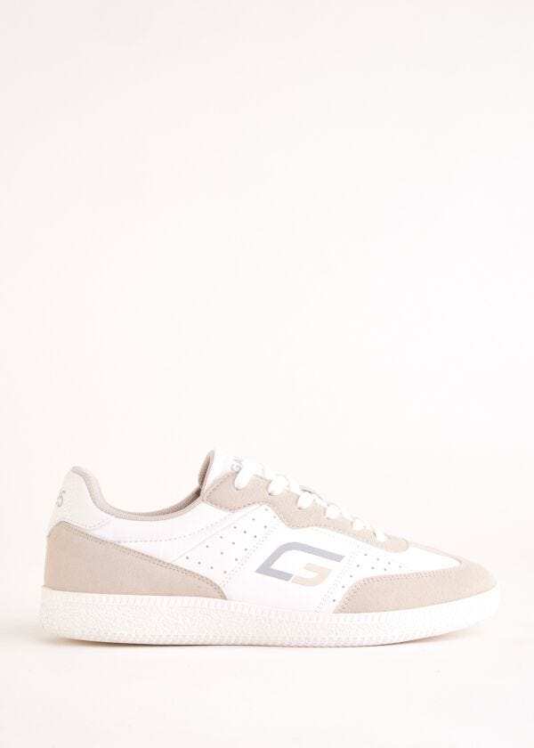 White faux-leather sneakers