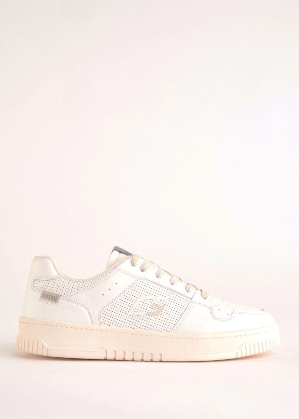 White faux-leather sneakers