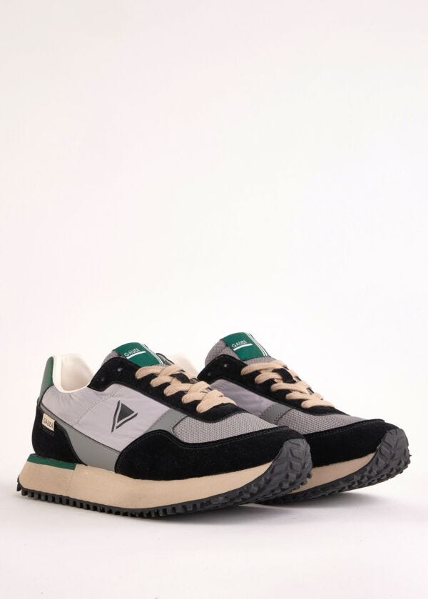 Nylon and faux-leather running sneakers