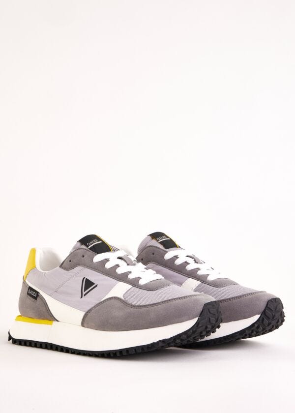 Nylon and faux-leather running sneakers