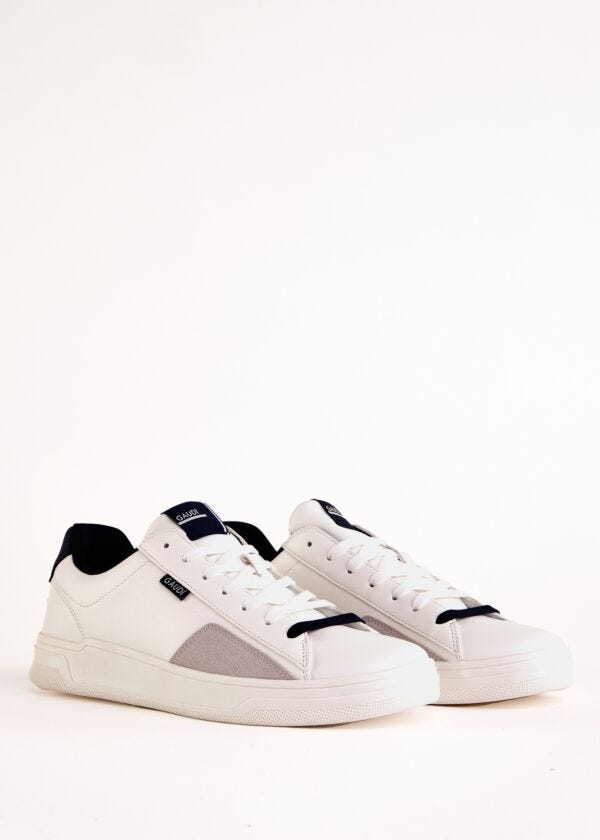 White faux-leather sneakers