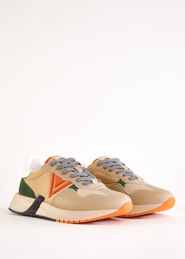 Leather and nylon running sneakers