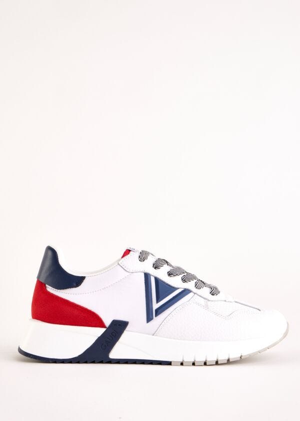 Leather and nylon running sneakers