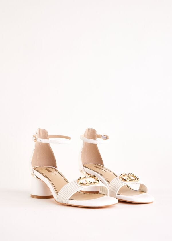 White faux-leather sandals