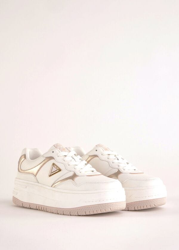White faux-leather sneakers