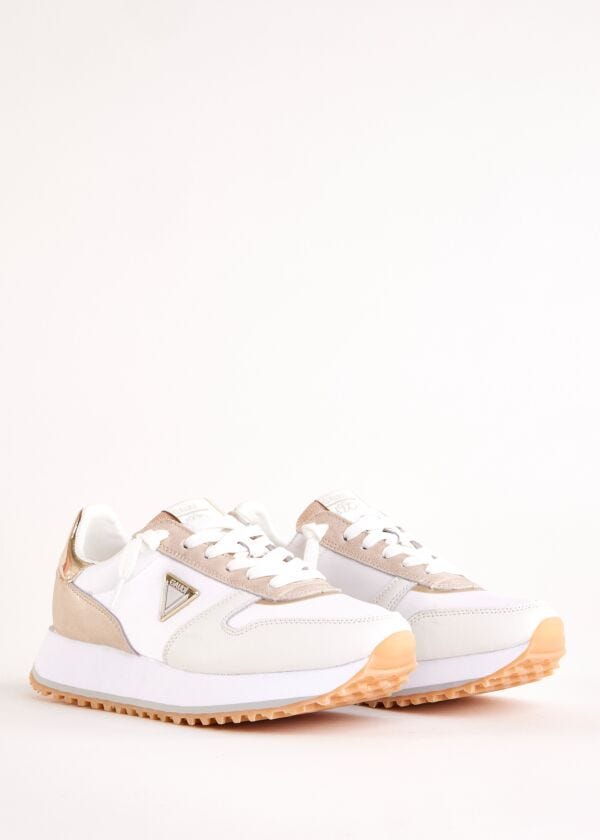 White leather running sneakers