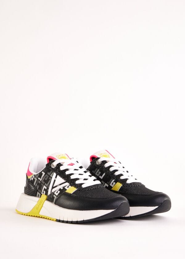 Leather and nylon running sneakers