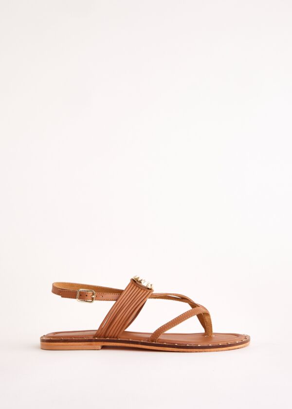 Sandales plates marron en cuir Gaudì Fashion