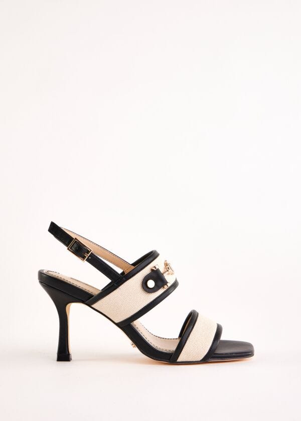 Canvas and faux-leather sandals