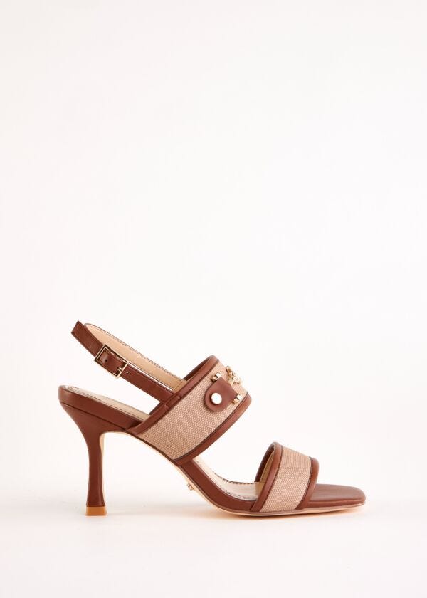 Canvas and faux-leather sandals